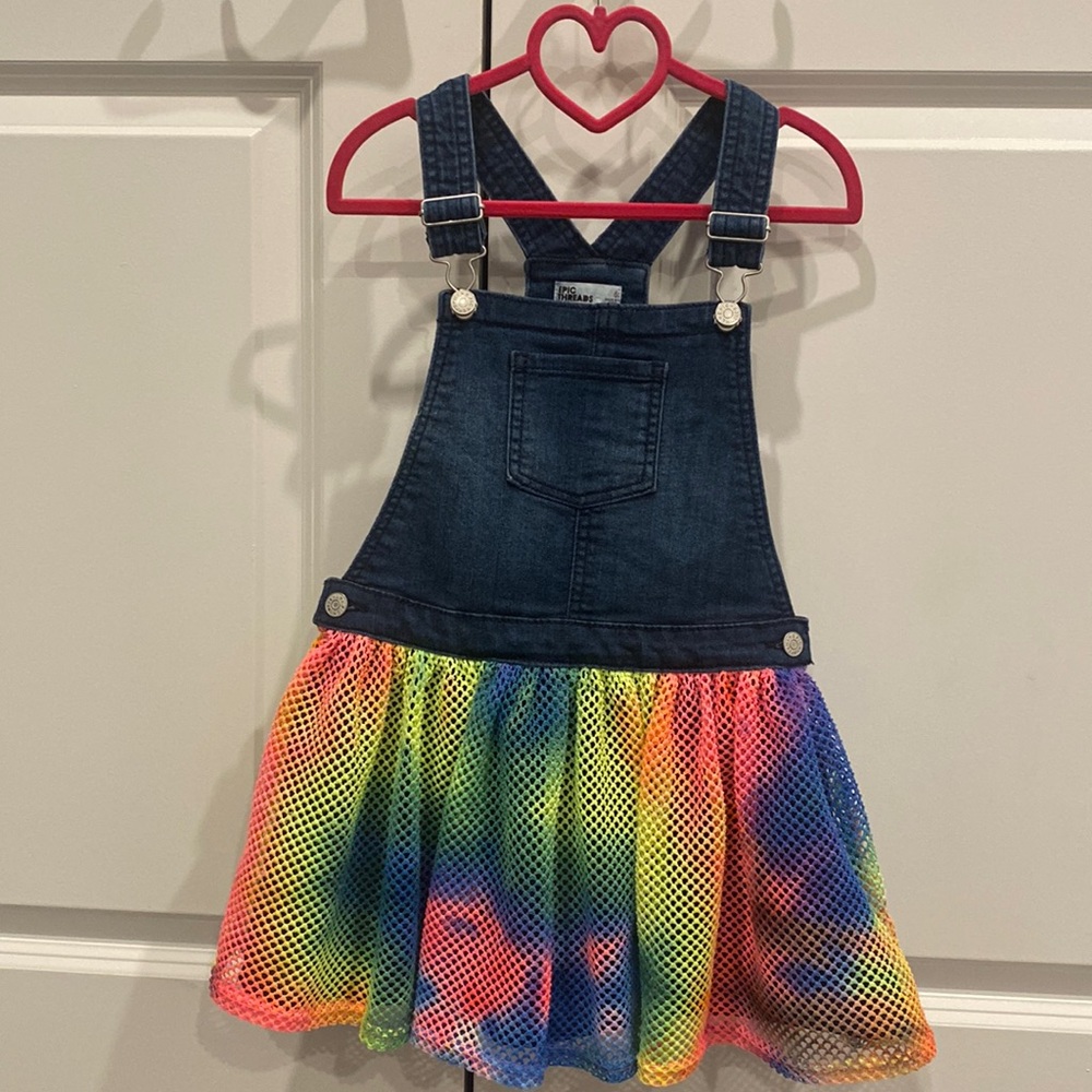 Denim multi color girls dress. Size 4